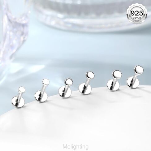Melighting 16G هيليكس القرط الاسترليني الشظية 925 الغضروف القرط داخليا الخيوط الزنمة القرط شقة الظهر القرط 6/8 ملم اللولب ثقب in Kuwait