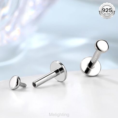 Melighting 16G هيليكس القرط الاسترليني الشظية 925 الغضروف القرط داخليا الخيوط الزنمة القرط شقة الظهر القرط 6/8 ملم اللولب ثقب in Kuwait