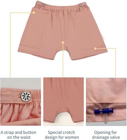 Incontinence Care Trousers, Catheter Leg Bag Shorts with Urine Bag Pockets for Men/women, Ostomy Drainage Bag Underwear for Elderly(Men-L) in Saudi Arabia
