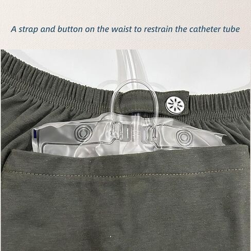 Incontinence Care Trousers, Catheter Leg Bag Shorts with Urine Bag Pockets for Men/women, Ostomy Drainage Bag Underwear for Elderly(Men-L) in Saudi Arabia