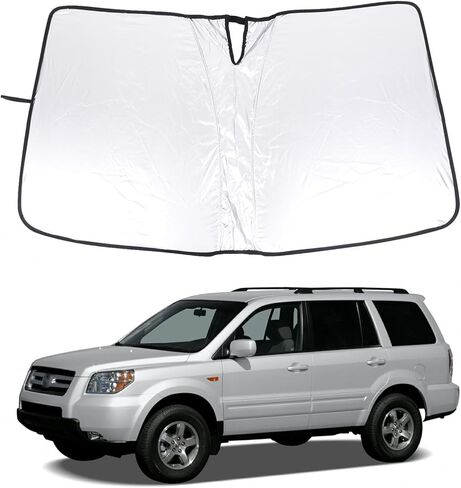 مظلة الزجاج الأمامي لسيارة Honda Pilot 2003-2008 ملحقات النافذة الأمامية ظل الشمس حاجب الشمس حاجز الأشعة فوق البنفسجية حامي الخصوصية واقي الشمس المخصص الواقي من الحرارة يحافظ على برودة سيارتك وخفيفة الوزن ومحمولة in Saudi Arabia