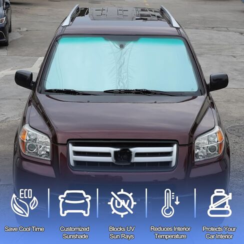 مظلة الزجاج الأمامي لسيارة Honda Pilot 2003-2008 ملحقات النافذة الأمامية ظل الشمس حاجب الشمس حاجز الأشعة فوق البنفسجية حامي الخصوصية واقي الشمس المخصص الواقي من الحرارة يحافظ على برودة سيارتك وخفيفة الوزن ومحمولة in Saudi Arabia