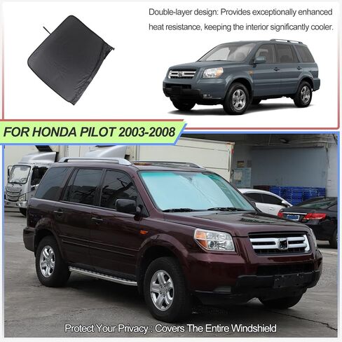 مظلة الزجاج الأمامي لسيارة Honda Pilot 2003-2008 ملحقات النافذة الأمامية ظل الشمس حاجب الشمس حاجز الأشعة فوق البنفسجية حامي الخصوصية واقي الشمس المخصص الواقي من الحرارة يحافظ على برودة سيارتك وخفيفة الوزن ومحمولة in Saudi Arabia