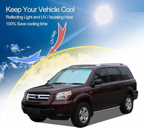 مظلة الزجاج الأمامي لسيارة Honda Pilot 2003-2008 ملحقات النافذة الأمامية ظل الشمس حاجب الشمس حاجز الأشعة فوق البنفسجية حامي الخصوصية واقي الشمس المخصص الواقي من الحرارة يحافظ على برودة سيارتك وخفيفة الوزن ومحمولة in Saudi Arabia