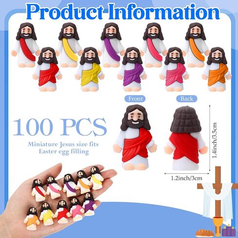 Bememo 100 Pcs Jesus Toys Little Jesus Figurine Miniature Jesus Doll Tiny Jesus Figurine to Hide and Seek Classic Religious Gifts for Easter Egg Stuffers (Macaron Color) in Saudi Arabia