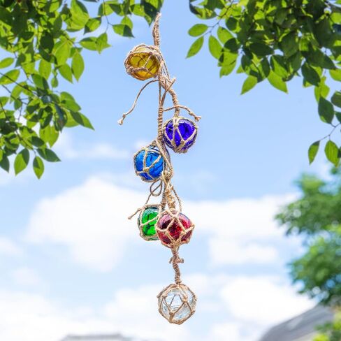 6PCS Glass Fishing Float Balls Coastal Ornaments - 2-inch Colorful Nautical Glass Buoy Beach Ornaments for Fishing Ornament Balls as Centerpiece Bowl & Christmas Tree in Saudi Arabia