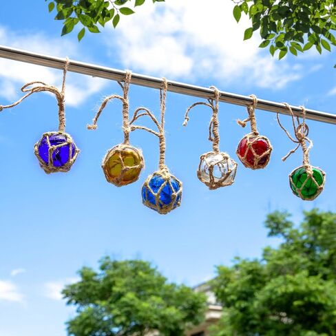 6PCS Glass Fishing Float Balls Coastal Ornaments - 2-inch Colorful Nautical Glass Buoy Beach Ornaments for Fishing Ornament Balls as Centerpiece Bowl & Christmas Tree in Saudi Arabia