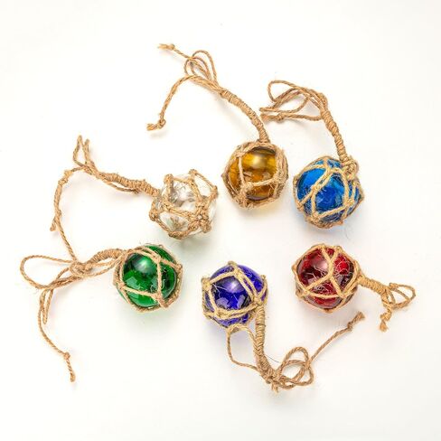6PCS Glass Fishing Float Balls Coastal Ornaments - 2-inch Colorful Nautical Glass Buoy Beach Ornaments for Fishing Ornament Balls as Centerpiece Bowl & Christmas Tree in Saudi Arabia