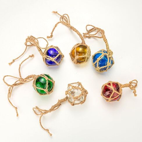 6PCS Glass Fishing Float Balls Coastal Ornaments - 2-inch Colorful Nautical Glass Buoy Beach Ornaments for Fishing Ornament Balls as Centerpiece Bowl & Christmas Tree in Saudi Arabia