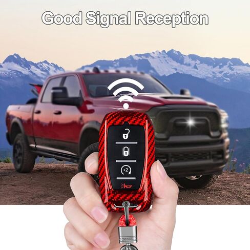 Real Glass Fiber Key Fob Protector Compatible with Ram Key fob Cover fits for Ram1500 2500 3500 TRX Limited Rebel Bighorn Lonestar Laramie Key Fob Case,Red in Kuwait
