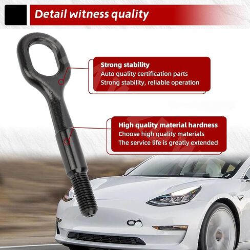 خطاف السحب الأمامي لـ Tesla Model Y Model 3 2017-2023، المصد الأمامي المعدني سحب هوك العين استبدال #107757000D in Saudi Arabia