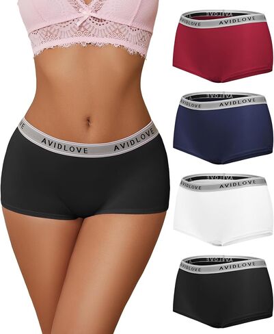 Avidlove Women's Underwear Cotton Boyshort Panties Full Coverage Boxer Shorts Briefs Cheeky Panty Pack of 4 in Saudi Arabia