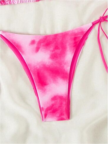 MakeMeChic Women's Tie Dye 2 Piece Triangle Halter Bikini Sets Tie Side Bathing Suit with Thongs in Saudi Arabia
