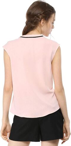 Allegra K Women's Cute Tie Neck 2023 Summer Ruffle Solid Color Sleeveless Button Down Shirt in Saudi Arabia