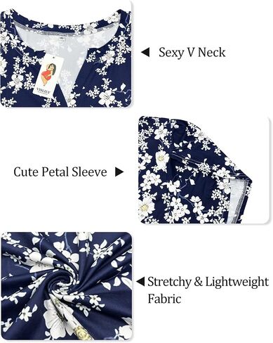 VISLILY Plus-Size-Tops for Women Casual Petal Sleeve T Shirts Summer V Neck Loose Comfy Tee in Saudi Arabia