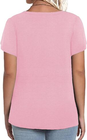 VISLILY Plus-Size-Tops for Women Casual Petal Sleeve T Shirts Summer V Neck Loose Comfy Tee in Saudi Arabia