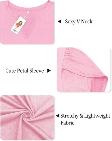 VISLILY Plus-Size-Tops for Women Casual Petal Sleeve T Shirts Summer V Neck Loose Comfy Tee in Saudi Arabia