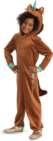 Disguise Girls Afro Unicorn Costume, Deluxe Official Kids Halloween Costume Dress and Headband With Ears and Horn in Saudi Arabia