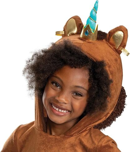 Disguise Girls Afro Unicorn Costume, Deluxe Official Kids Halloween Costume Dress and Headband With Ears and Horn in Saudi Arabia