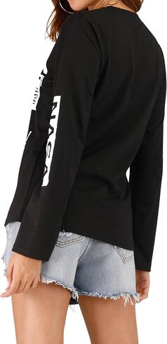 Ezcosplay Crew Neck Long Sleeve NASA T-Shirt Letter Printed Shirt Graphic Tee Tops for Women in Kuwait