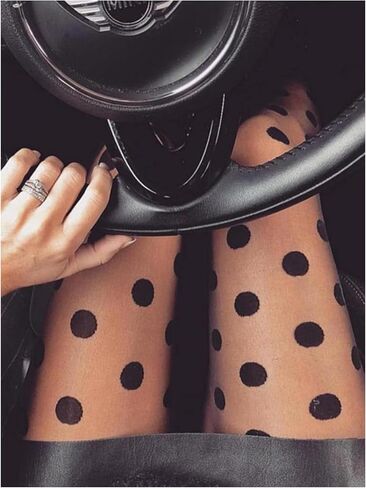 WDIRARA Women's Polka Dots Sheer Tights High Waist Mesh Pantyhose Tight High Stockings in Saudi Arabia