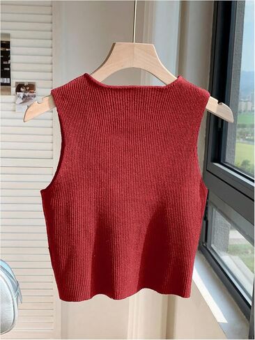 Milumia Women's Bow Front Sweater Vest Cut Out Knit Tank Top in Saudi Arabia