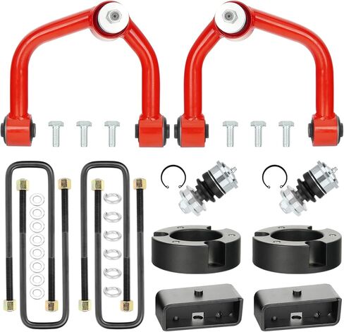 مجموعة رفع التسوية الخلفية الأمامية 3 بوصة مع أذرع التحكم العلوية الأمامية ومجموعة التسوية المناسبة لسيارة Toyota Tundra 2000-2006، طقم رفع التعليق مع فواصل وكتل كروية in Kuwait