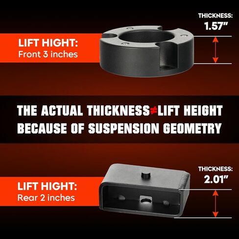 مجموعة رفع التسوية الخلفية الأمامية 3 بوصة مع أذرع التحكم العلوية الأمامية ومجموعة التسوية المناسبة لسيارة Toyota Tundra 2000-2006، طقم رفع التعليق مع فواصل وكتل كروية in Kuwait
