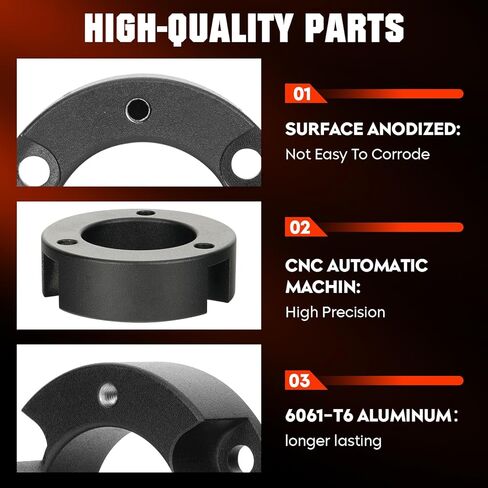 مجموعة رفع التسوية الخلفية الأمامية 3 بوصة مع أذرع التحكم العلوية الأمامية ومجموعة التسوية المناسبة لسيارة Toyota Tundra 2000-2006، طقم رفع التعليق مع فواصل وكتل كروية in Kuwait