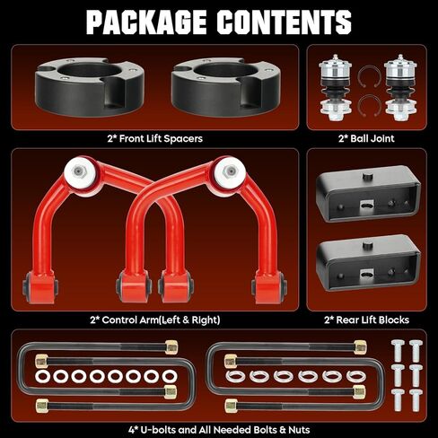 مجموعة رفع التسوية الخلفية الأمامية 3 بوصة مع أذرع التحكم العلوية الأمامية ومجموعة التسوية المناسبة لسيارة Toyota Tundra 2000-2006، طقم رفع التعليق مع فواصل وكتل كروية in Kuwait