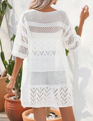 Short Sleeve Crochet Cardigan Tie Front Lightweight Oversized Cardigans Boho Knitted Boho Beach Cover Ups in Saudi Arabia