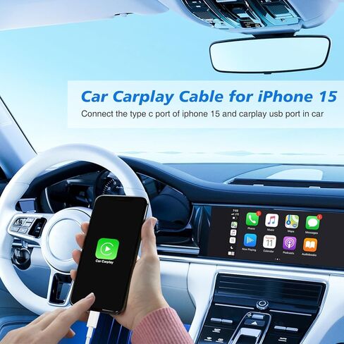 كابل Carplay بطول 3 أقدام و6 أقدام لهاتف iPhone 15 Pro Max/15 Plus/15 Pro/15، سلك شاحن USB A إلى USB C طويل، iPad Pro 12.9/11، 10th Gen Air 5th/ 4th Gen، iPad Mini 6th Gen Type C Car كابل الشحن in Kuwait