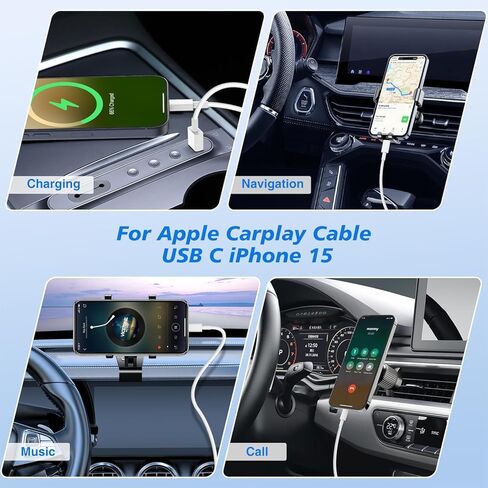 كابل Carplay بطول 3 أقدام و6 أقدام لهاتف iPhone 15 Pro Max/15 Plus/15 Pro/15، سلك شاحن USB A إلى USB C طويل، iPad Pro 12.9/11، 10th Gen Air 5th/ 4th Gen، iPad Mini 6th Gen Type C Car كابل الشحن in Kuwait