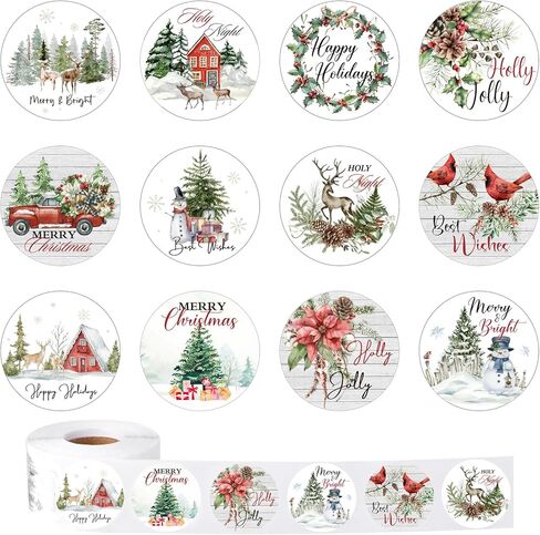600 Pcs Gold Foil Christmas Stickers for Envelopes,1.5 Inch Self Adhesive Inspirational Positive Word Holiday Stickers Christmas Envelopes Seals Stickers for Holiday Party Card Gift Wrapping,12 Styles in Saudi Arabia
