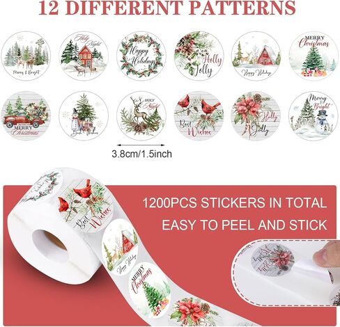 600 Pcs Gold Foil Christmas Stickers for Envelopes,1.5 Inch Self Adhesive Inspirational Positive Word Holiday Stickers Christmas Envelopes Seals Stickers for Holiday Party Card Gift Wrapping,12 Styles in Saudi Arabia