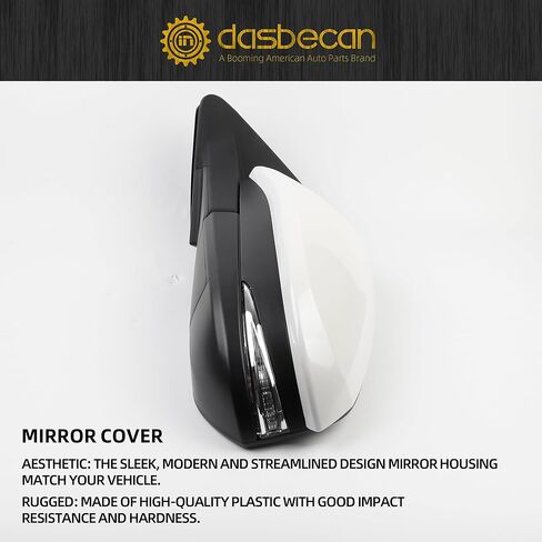 Dasbecan Left Driver Side Mirror Black Compatible with 2014-2019 Toyota Highlander Heated | Power Adjustable Glass | Manual Fold | Turn Signal Light | Painted 6 Pins Replaces 87940-0E130 TO1320317 in Kuwait