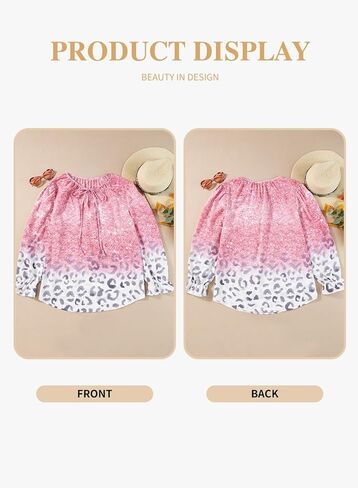 بلوزات Eytino للسيدات مقاس كبير بطبعة الفهد وطبعة رقبة على شكل V وأكمام طويلة ورباط وقمصان علوية، 4X ليوبارد in Kuwait