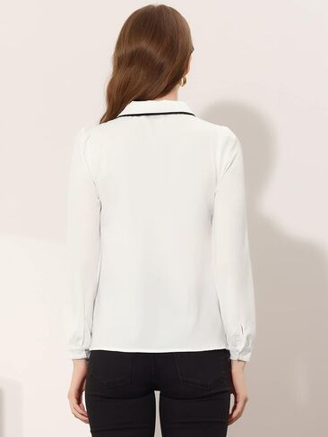 Allegra K Work Office Shirt for Women's Long Sleeve Button Up Peter Pan Collar Blouse in Saudi Arabia