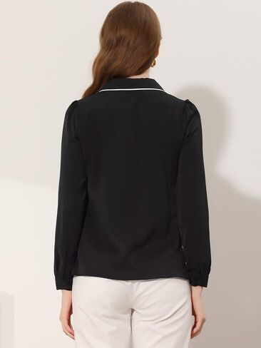 Allegra K Work Office Shirt for Women's Long Sleeve Button Up Peter Pan Collar Blouse in Saudi Arabia