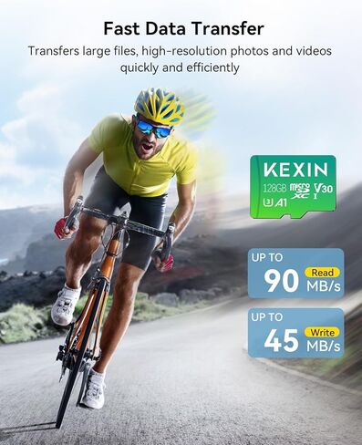 بطاقة KEXIN 64 جيجابايت Micro SD 3 حزم مع محول - ما يصل إلى 85 ميجابايت/ثانية 4K، V30، A1، C10، 4K UHD بطاقة ذاكرة microSDXC UHS-I عالية السرعة متوافقة مع كاميرا الحركة بدون طيار وحدة التحكم في الألعاب للهواتف الذكية اللوحية، 64 جرام in Kuwait