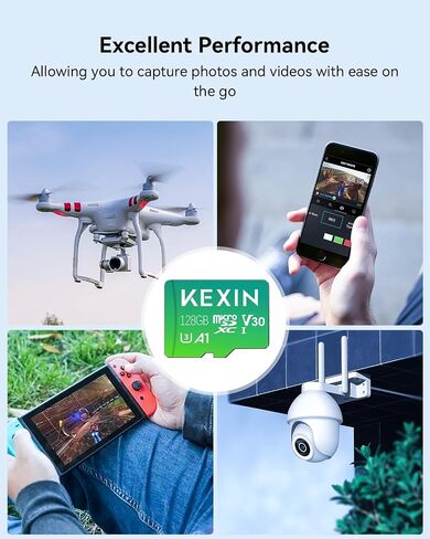 بطاقة KEXIN 64 جيجابايت Micro SD 3 حزم مع محول - ما يصل إلى 85 ميجابايت/ثانية 4K، V30، A1، C10، 4K UHD بطاقة ذاكرة microSDXC UHS-I عالية السرعة متوافقة مع كاميرا الحركة بدون طيار وحدة التحكم في الألعاب للهواتف الذكية اللوحية، 64 جرام in Kuwait