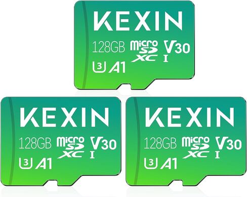 بطاقة KEXIN 64 جيجابايت Micro SD 3 حزم مع محول - ما يصل إلى 85 ميجابايت/ثانية 4K، V30، A1، C10، 4K UHD بطاقة ذاكرة microSDXC UHS-I عالية السرعة متوافقة مع كاميرا الحركة بدون طيار وحدة التحكم في الألعاب للهواتف الذكية اللوحية، 64 جرام in Kuwait