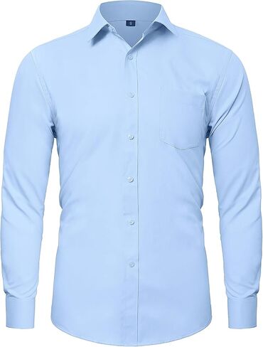 LUPURTY Mens Shirts Long Sleeve Regular Fit Men's Dress Shirts for Wedding Prom Business Casual Button Up Shirts for Men in Kuwait