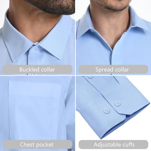 LUPURTY Mens Shirts Long Sleeve Regular Fit Men's Dress Shirts for Wedding Prom Business Casual Button Up Shirts for Men in Kuwait