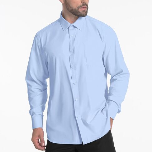 LUPURTY Mens Shirts Long Sleeve Regular Fit Men's Dress Shirts for Wedding Prom Business Casual Button Up Shirts for Men in Kuwait