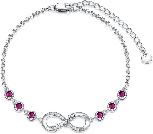 AOBOCO Daughter Bracelet 925 Sterling Silver Infinity Daughter Link Bracelet with 12 Birthstones Daughter Birthday Gift from Mom in Kuwait