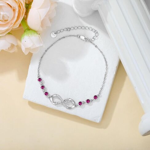 AOBOCO Daughter Bracelet 925 Sterling Silver Infinity Daughter Link Bracelet with 12 Birthstones Daughter Birthday Gift from Mom in Kuwait