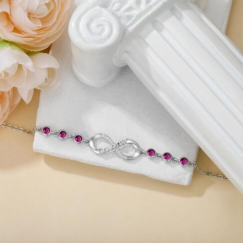 AOBOCO Daughter Bracelet 925 Sterling Silver Infinity Daughter Link Bracelet with 12 Birthstones Daughter Birthday Gift from Mom in Kuwait