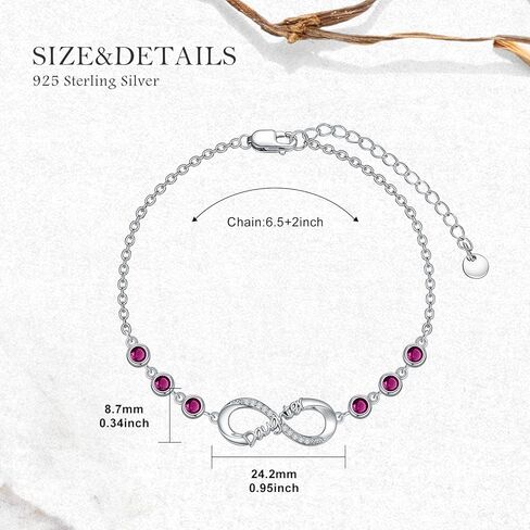 AOBOCO Daughter Bracelet 925 Sterling Silver Infinity Daughter Link Bracelet with 12 Birthstones Daughter Birthday Gift from Mom in Kuwait