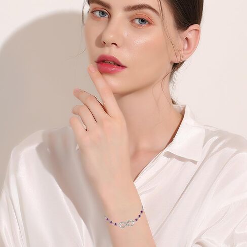 AOBOCO Daughter Bracelet 925 Sterling Silver Infinity Daughter Link Bracelet with 12 Birthstones Daughter Birthday Gift from Mom in Kuwait